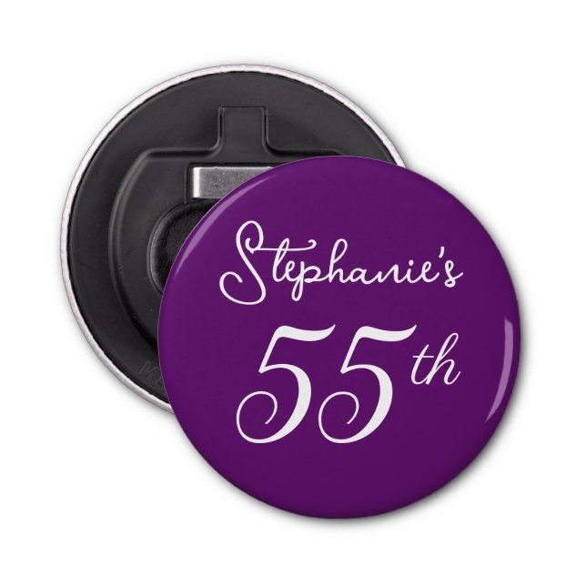 Elegant Hösten Lila Monogram 55:e Födelsedagsfeste Flasköppnare (Framsidan)