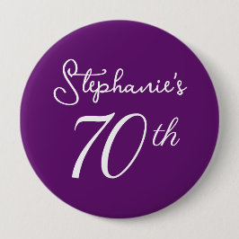 Elegant Hösten Lila Monogram 70:e Födelsedagsfeste Knapp