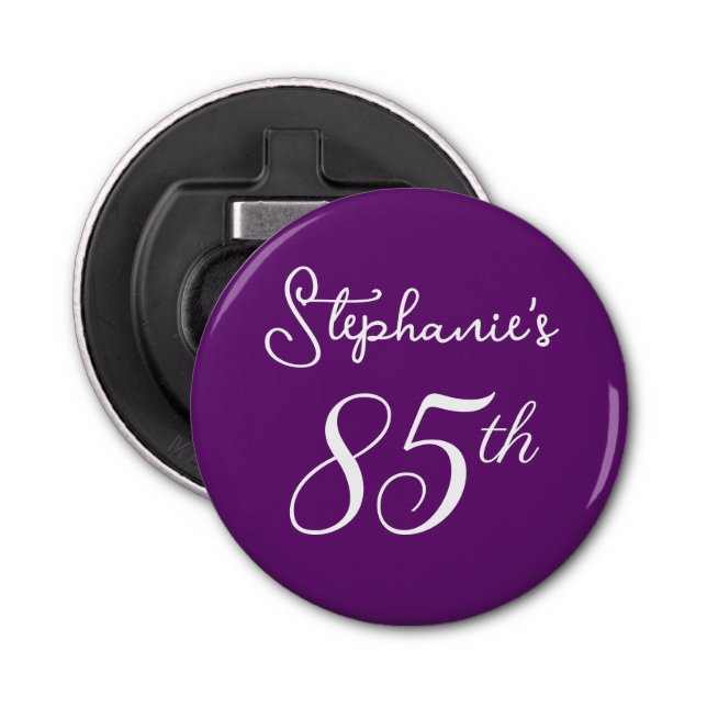 Elegant Hösten Lila Monogram 85:e Födelsedagsfeste Flasköppnare (Framsidan)