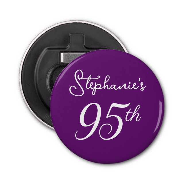 Elegant Hösten Lila Monogram 95:e Födelsedagsfeste Flasköppnare (Framsidan)