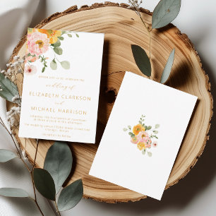 Elegant Hösten Marigold Blommigten Bröllop Inbjudningar