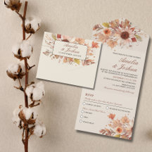 Elegant Höstfälla Blommigten Vattenfärg Bröllop