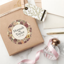 Elegant - höstfällning, vattenfärg, Blommigt Bröll Runt Klistermärke