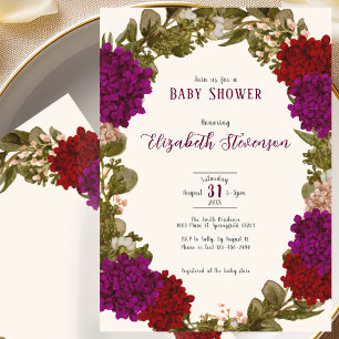 Elegant höstfärg blommande baby shower inbjudan