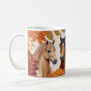 Elegant Hösthästar med Blommigtens accenttecken Kaffemugg
