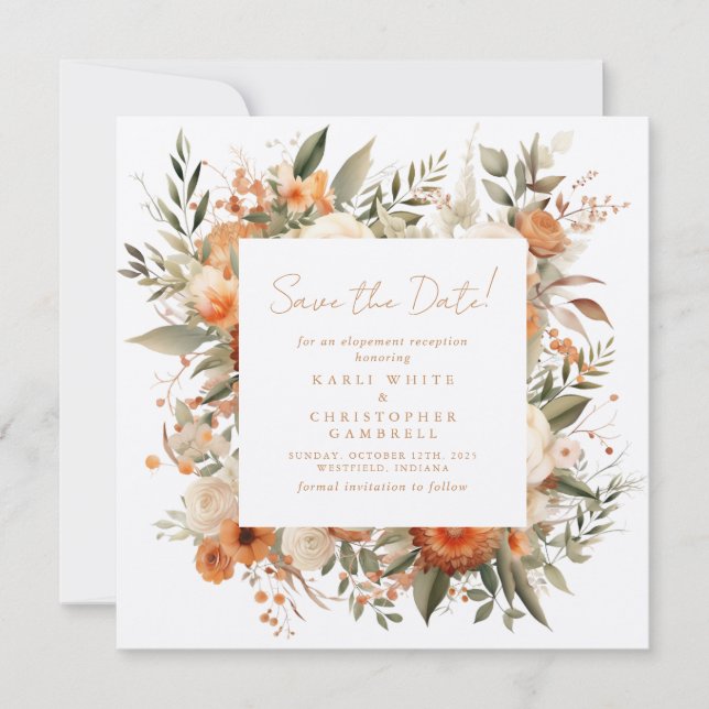 Elegant - höstkanten - Blommigten Spara datum Datumet (Framsida)