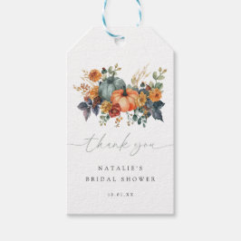 Elegant höstlig bröllopsfestpresent presentetikett