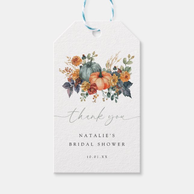 Elegant höstlig bröllopsfestpresent presentetikett (Framsidan)