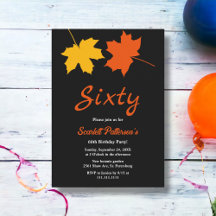 Elegant Höstlöv Svart Och Vitt 60-årsfirande