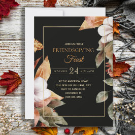 Elegant höstlöv Svarta Friendsgiving-fest  Inbjudningar
