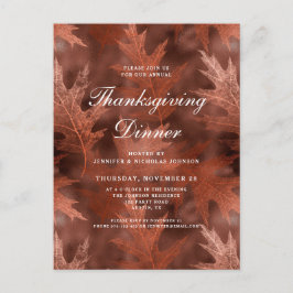 Elegant Höstlöv Thanksgiving Middag Inbjudan Vykort