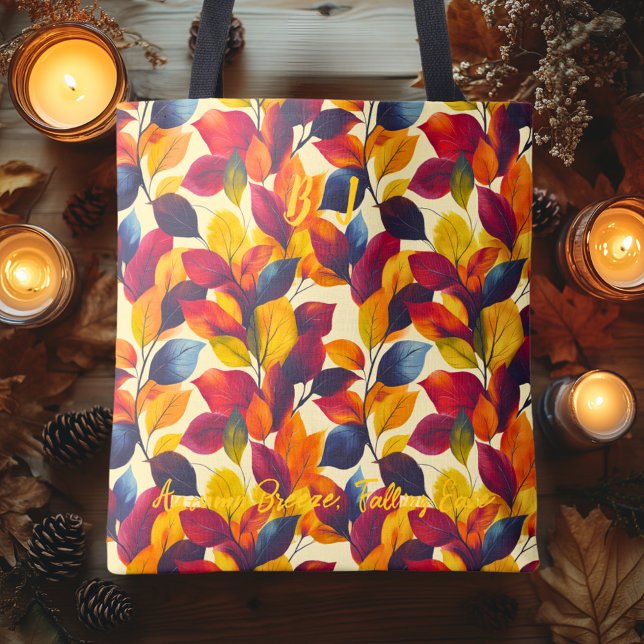 Elegant höstlöv Totebag Varmt höstmönster Tygkasse (Skapare uppladdad)