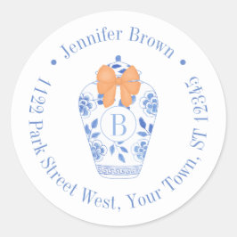 Elegant höstmonogram med båge för returadress runt klistermärke