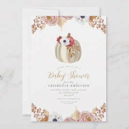 Elegant höstpumpa floral botanisk baby shower inbjudningar