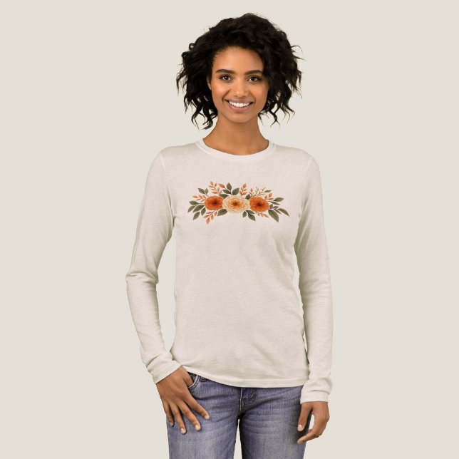 Elegant höstpumpa och eukalyptus i akvarell t shirt (Hel framsida)