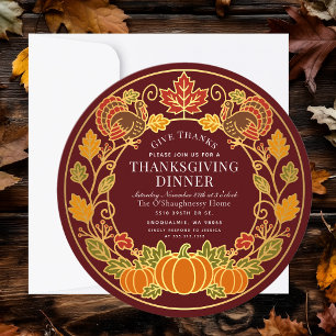 Elegant höstpumpa Turkiet Thanksgiving-middag Inbjudningar