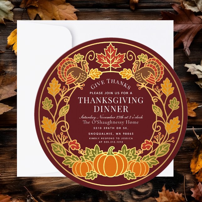 Elegant höstpumpa Turkiet Thanksgiving-middag Inbjudningar (Skapare uppladdad)