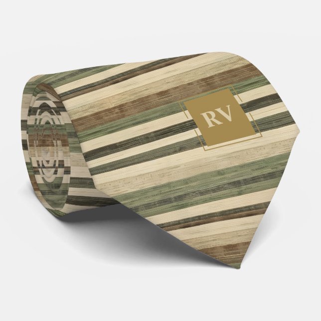 Elegant höstrandig brun modern monogram slips (Rullad)