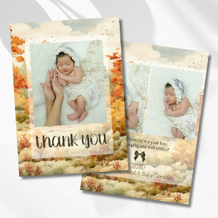 Elegant Höstskogs Baby Foto Tack Meddelande