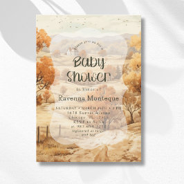 Elegant höstskogsakvarell Baby Shower Inbjudningar