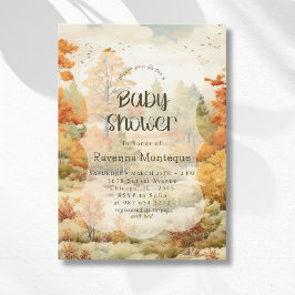 Elegant höstskogsakvarell Baby Shower Inbjudningar