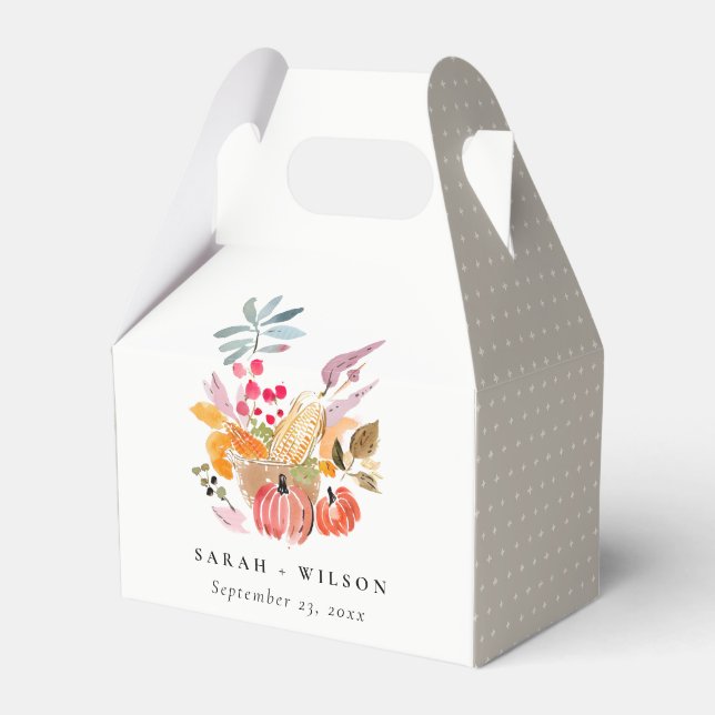 Elegant höstskörd Pumpa Watercolor Bröllop Presentaskar (Framsidan Sidan)