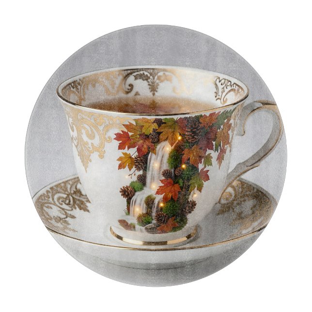 Elegant höstvattendelstejkopp med guldtrimning (Framsidan)