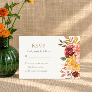 Elegant höstvattenfärg Blommig bröllops-RSVP OSA Kort