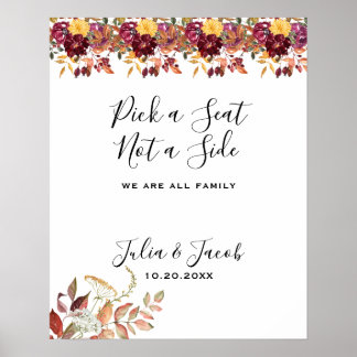 Elegant Höstvattenfärg Blommigt Bröllop Poster