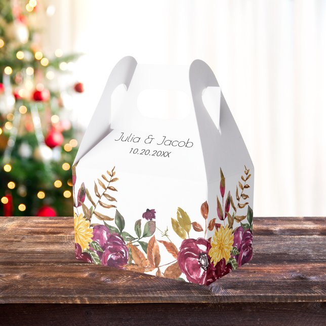 Elegant Höstvattenfärg Blommigt Bröllop Presentaskar (Elegant Autumn Watercolor Floral Wedding Party Supplies)