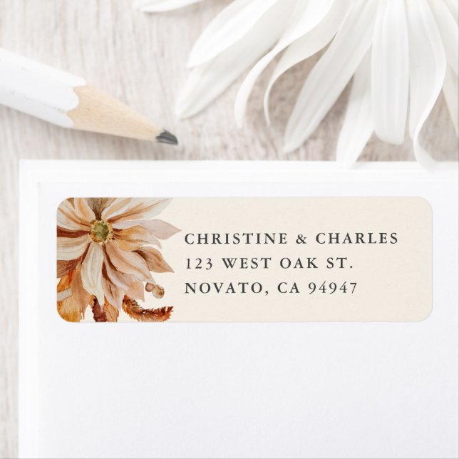 Elegant Höstvattenfärg Bröllop Returadress Returadress Etikett (Insitu)
