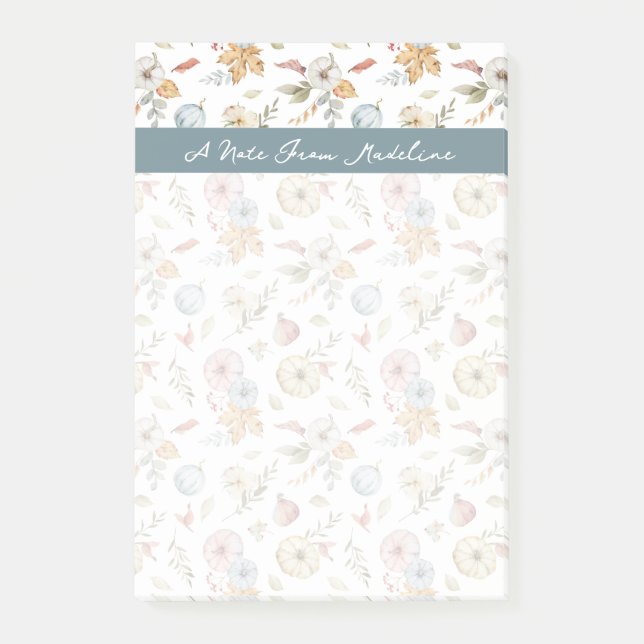 Elegant Höstvattenfärg Mönster Post-it Block (Framsida)