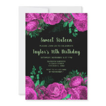 Elegant Hot Pink Flowers Sweet Sixteen