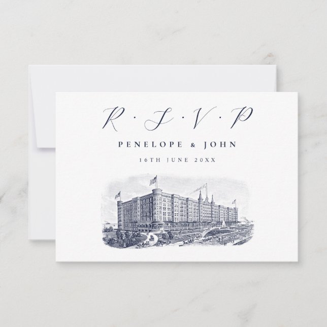 Elegant hotellillustration Destination Bröllop OSA Kort (Framsida)