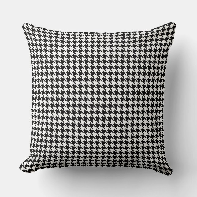Elegant Houndstooth Black & White Dekorativ kudde (Framsida)