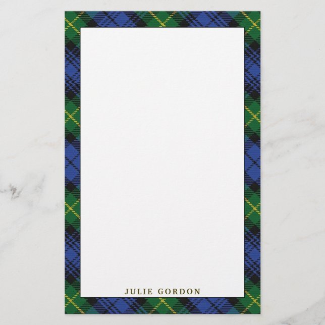 Elegant House of Gordon Klan Tartan Play Brevpapper (Framsida)