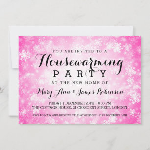 Elegant Houseuppvärmning Party Rosa Winter Wonderl Inbjudningar