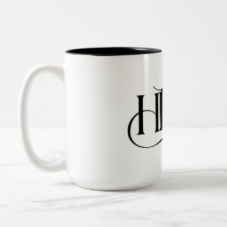 Elegant HR-monogram och lekfull kattmugg Två-Tonad Mugg