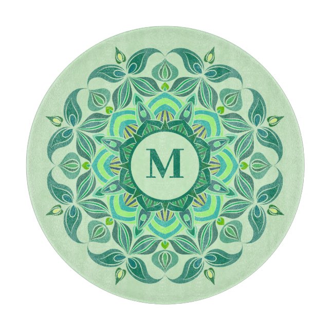 Elegant Hues of Grönt Mandala Flourish Monogram (Framsidan)