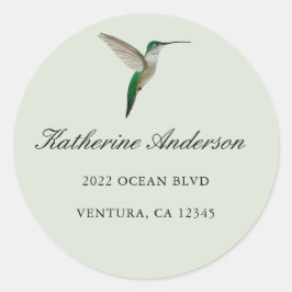 Elegant Hummingbird Adress Classic Round Sticker Runt Klistermärke