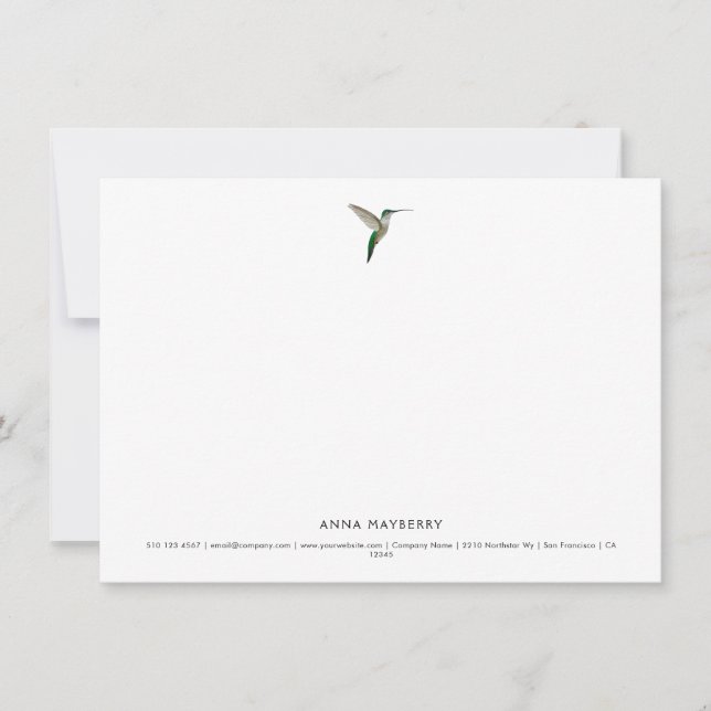 Elegant Hummingbird Anteckningskort (Framsida)