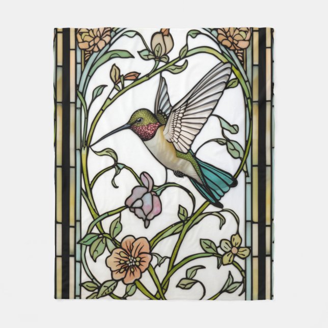 Elegant hummingbird artwork botanical boho chic fleecefilt (Framsidan)