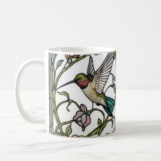 Elegant hummingbird artwork botanical boho chic kaffemugg (Vänster)