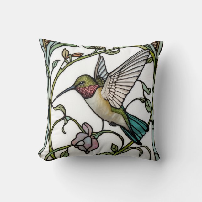 Elegant hummingbird artwork botanical boho chic kudde (Framsida)