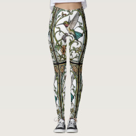 Elegant hummingbird artwork botanical boho chic leggings
