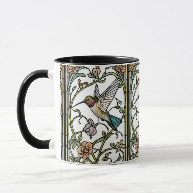 Elegant hummingbird artwork botanical boho chic mugg (Vänster)