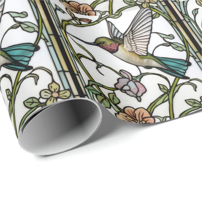 Elegant hummingbird artwork botanical boho chic presentpapper (Rullad Hörn)