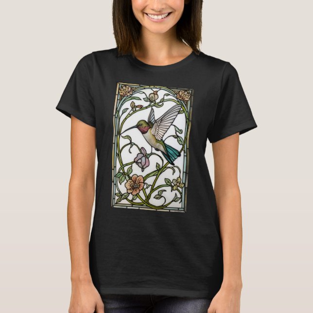 Elegant hummingbird artwork botanical boho chic t shirt (Framsida)