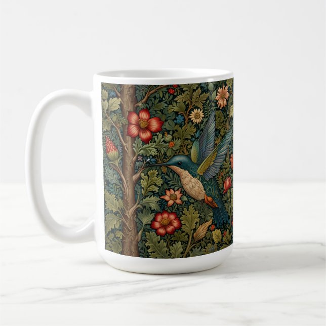 Elegant Hummingbird-blommigten för teckningar med  Kaffemugg (Vänster)