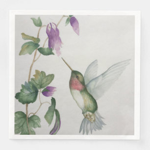 Elegant Hummingbird Garden Watercolor Pappersservett